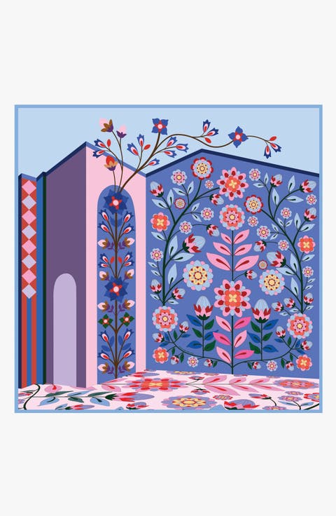 Double Sided Silk Scarf Of Flower Imagination