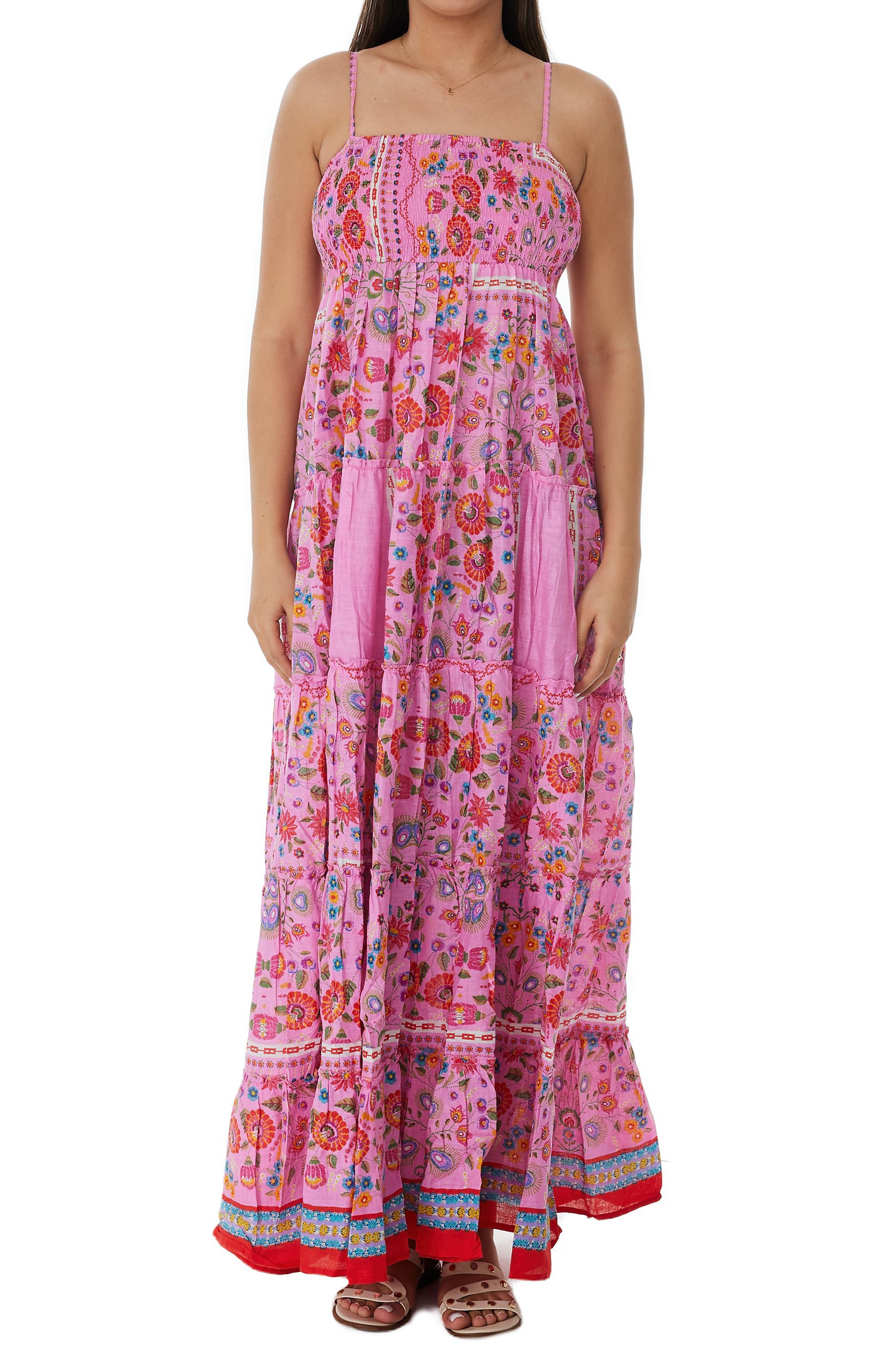 RANEES Strapless Cotton Blooming Cover-Up Dress