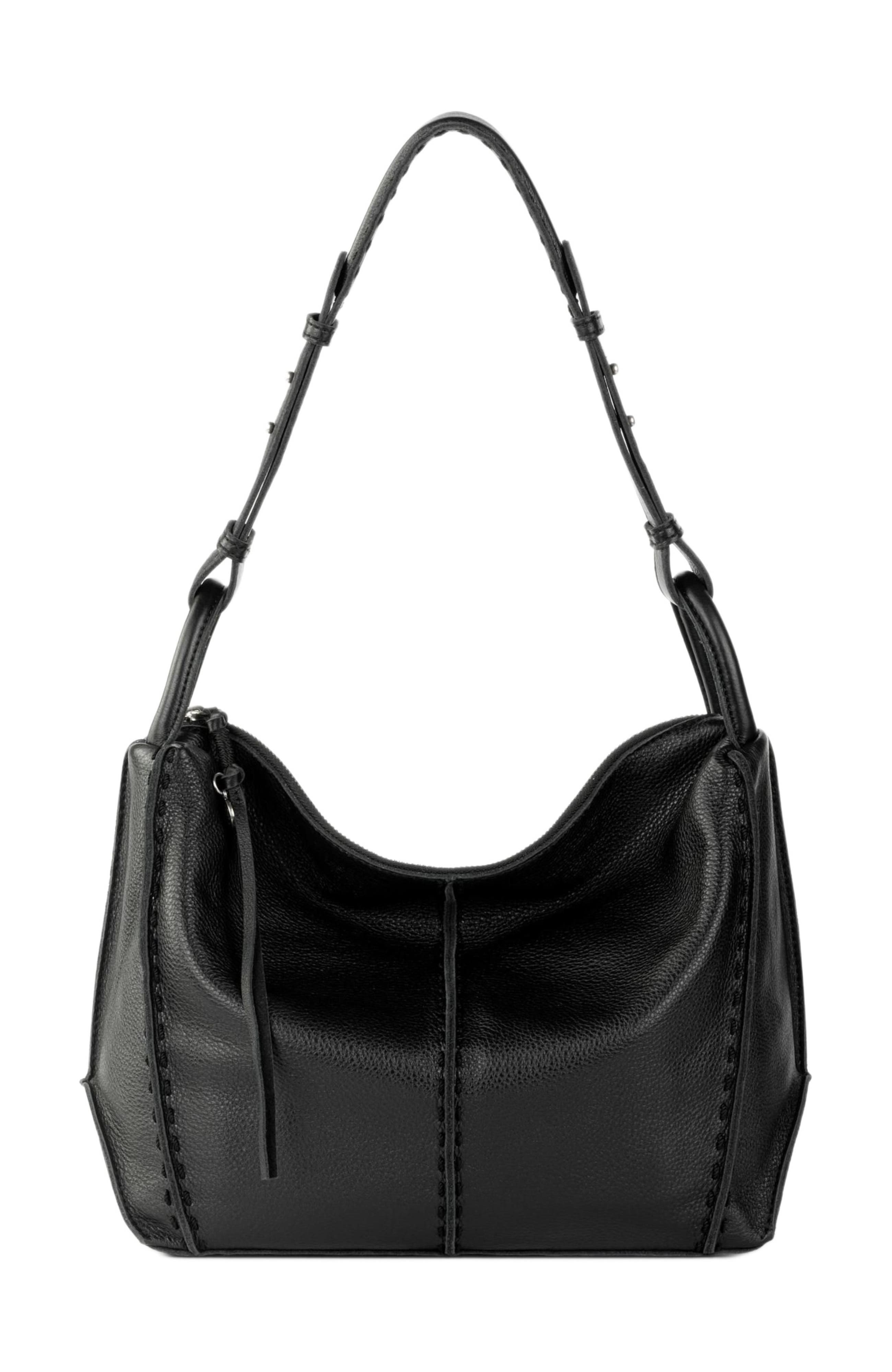 The Sak Los Feliz Hobo Leather Bag, Alternate, color, Black