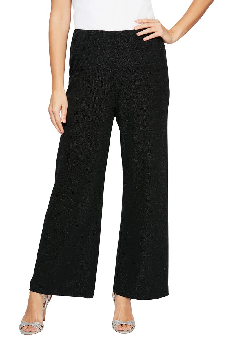 Alex Evenings Shimmer Metallic Knit Straight Leg Pants, Main, color, 