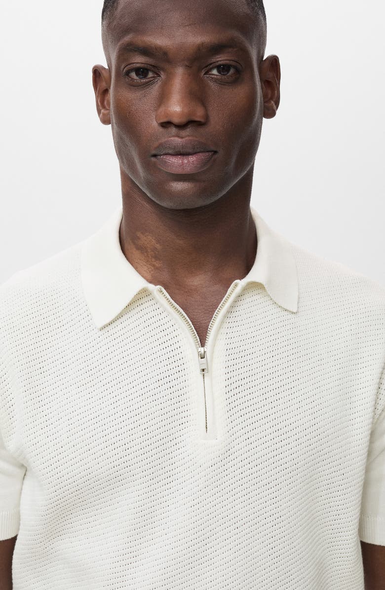 MANGO Openwork Knit Quarter Zip Polo, Alternate, color, 