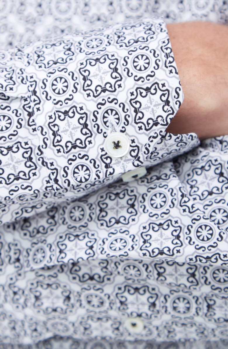 Bugatchi James OoohCotton<sup>®</sup> Mandala Print Button-Up Shirt, Alternate, color, Black
