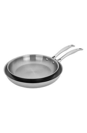 Henckels Cutlery Clad H3 Two-piece Stainless Steel Frying Pan Set In Silver