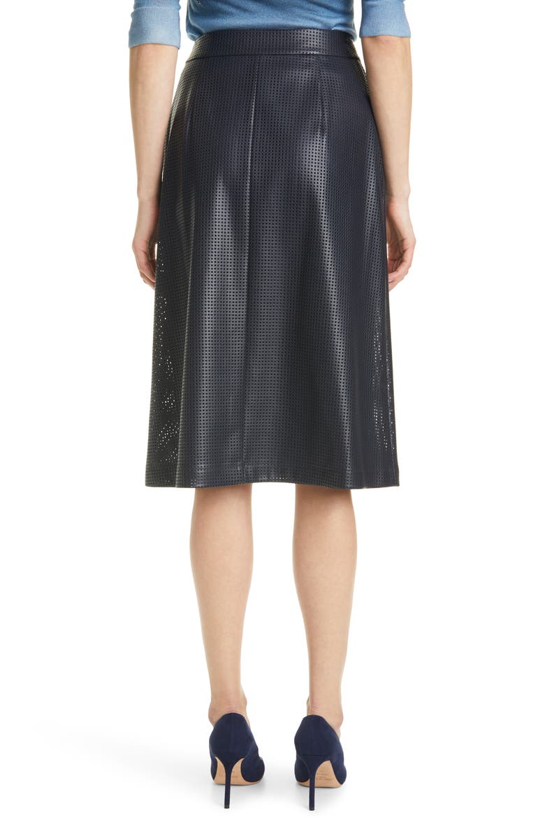 Vefy Perforated Faux Leather Skirt, Alternate, color, MIDNIGHT