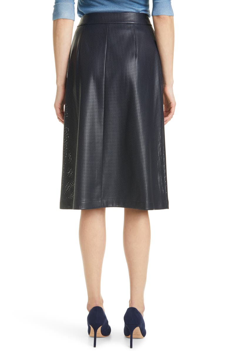 BOSS Vefy Perforated Faux Leather Skirt, Alternate, color,