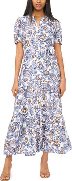 MSK Tiered Tie Waist Maxi Dress
