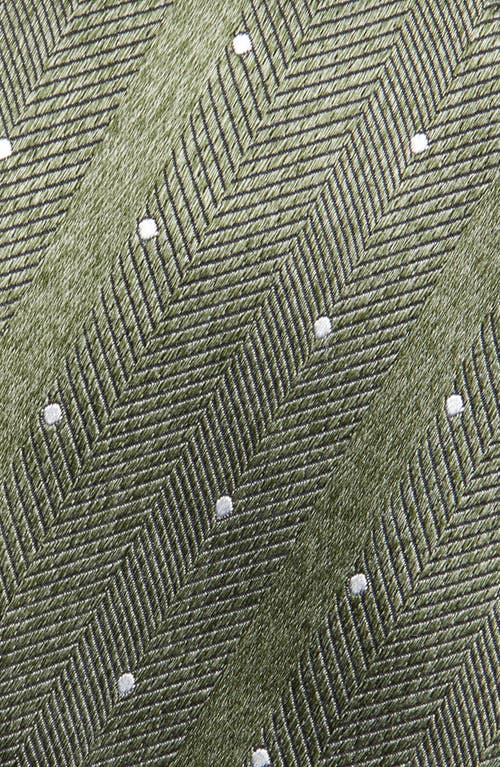 David Donahue Polka Dot Silk Tie In Green