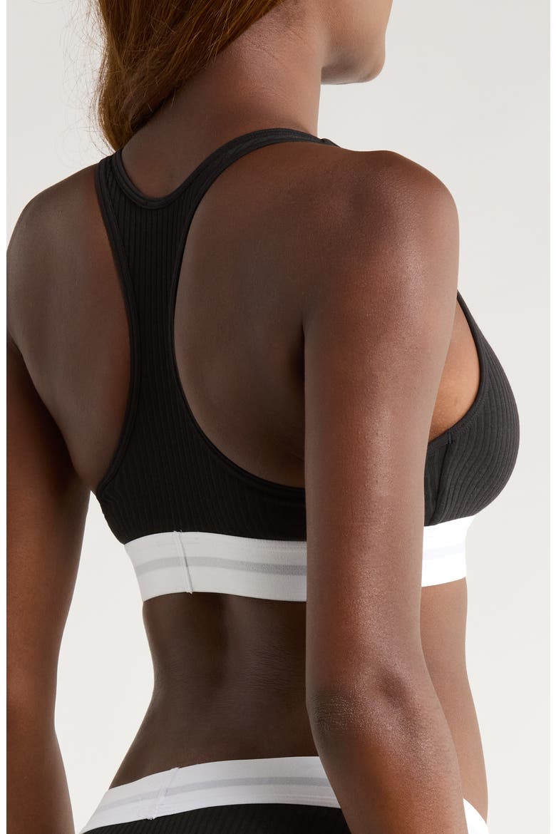 Lightly Lined Rib Logo Bralette, Alternate, color, BLACK