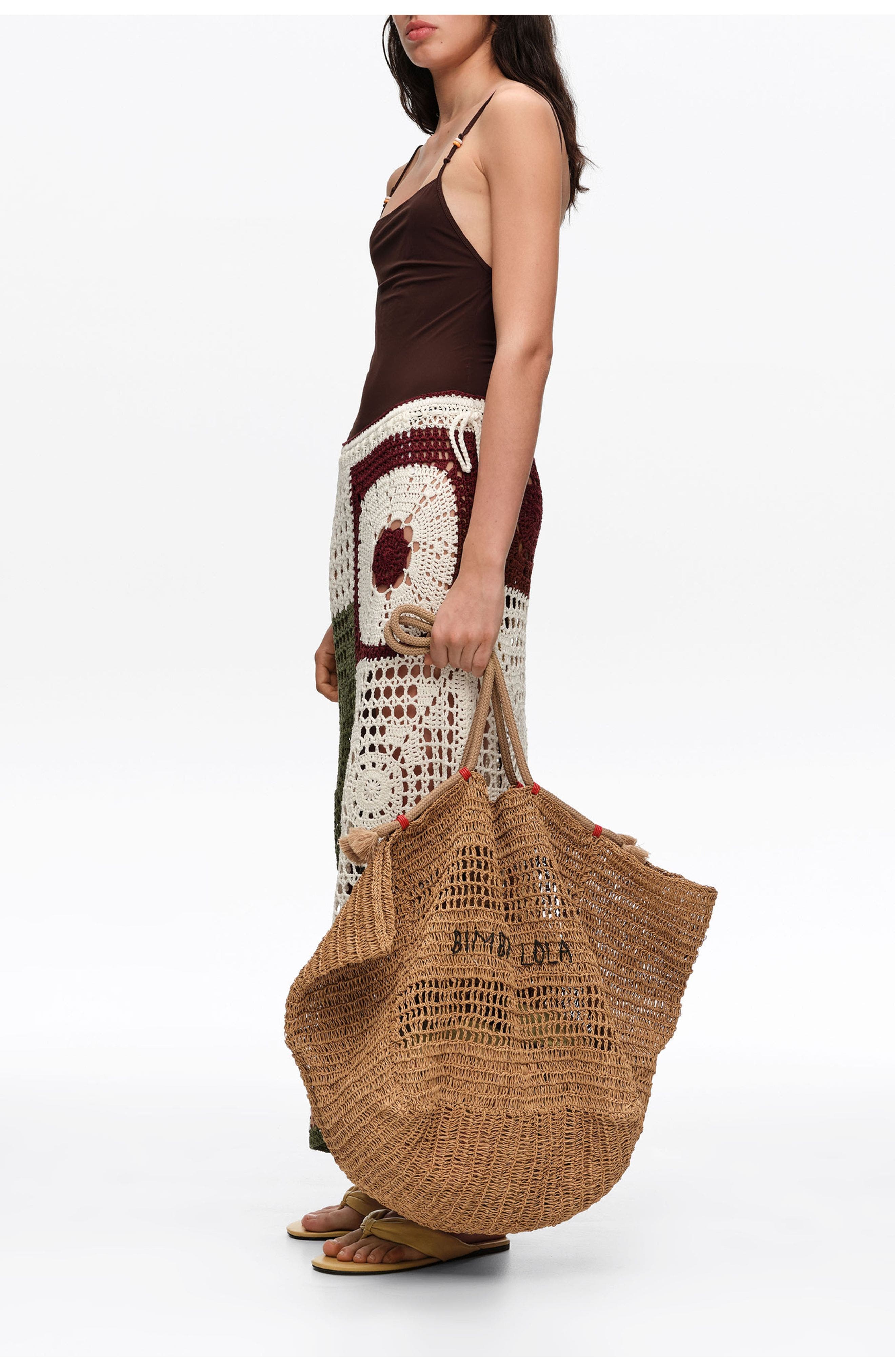 Large Paper Shoulder Bag, Alternate, color, DARK NATURAL