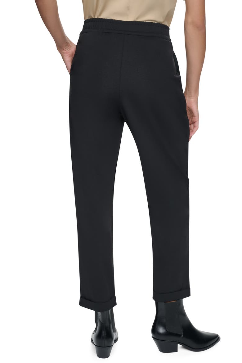 Pleated Cuffed Ponte Pants, Alternate, color, BLACK