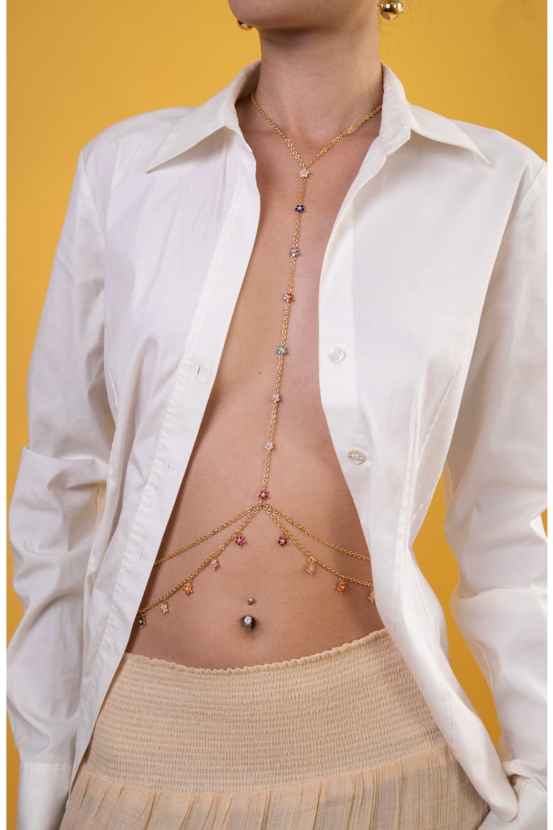Twinkle Flower Body Chain, Alternate, color, GOLD/ MULTI