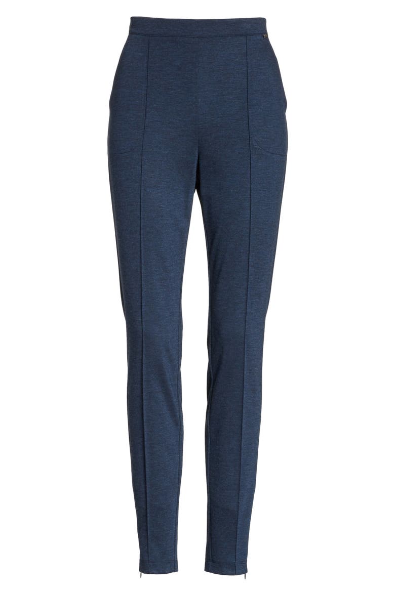 Mélange Stretch Ponte Crop Pants, Alternate, color, DARK BLUE