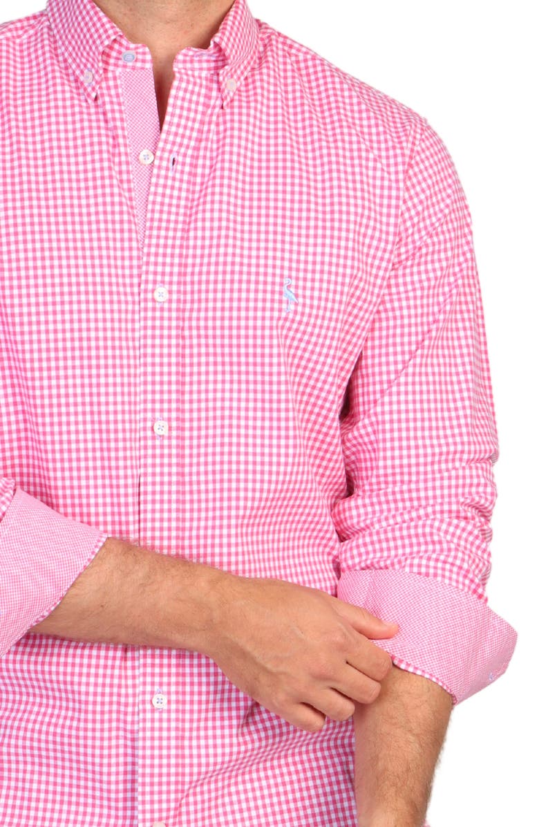 TailorByrd Gingham Stretch Button-Down Shirt, Alternate, color, Pink