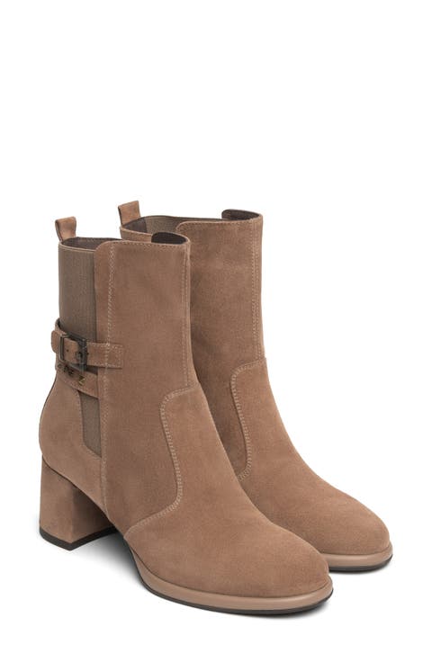 Leather Block Heel Chelsea Bootie