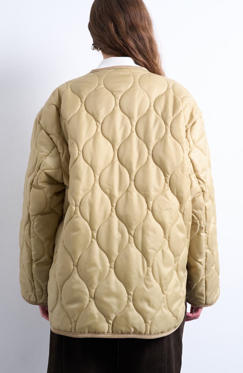 Topshop Double Layer Quilted Liner Jacket, Alternate, color, Beige