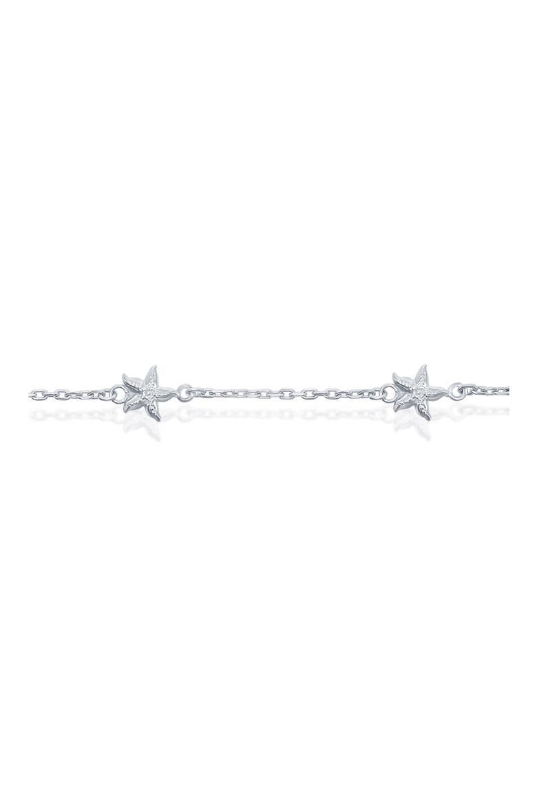 Sterling Silver Starfish Station Chain Anklet, Alternate, color, SILVER