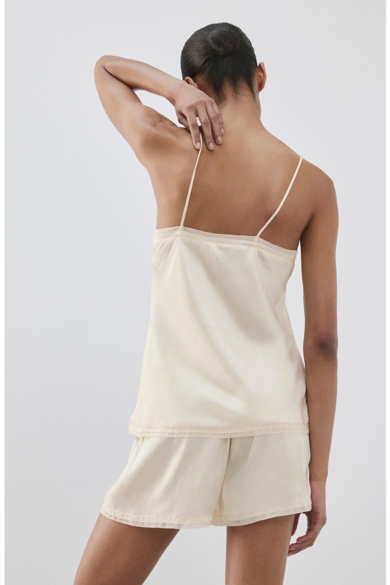 Lace Trim Satin Pajama Camisole, Alternate, color, IVORY WHITE