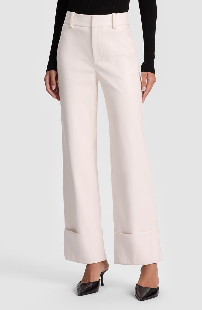 Alice + Olivia Alexander High Waist Faux Leather Pants, Main, color, Off White