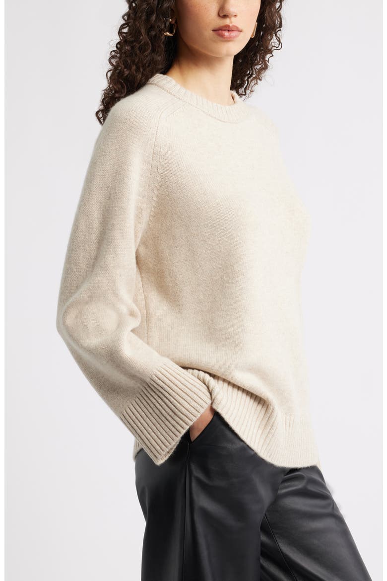 Crewneck Wool & Cashmere Sweater, Alternate, color, BEIGE OATMEAL LIT HEATHER