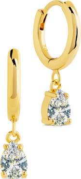 Sterling Forever Cubic Zirconia dangle Huggie Hoop Earrings