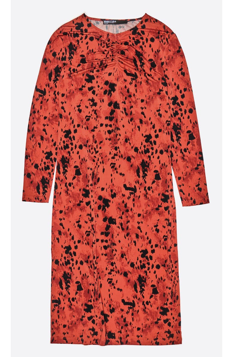 Bimba y Lola Lynx Gathered Neckline Dress, Alternate, color, Lynx Brown