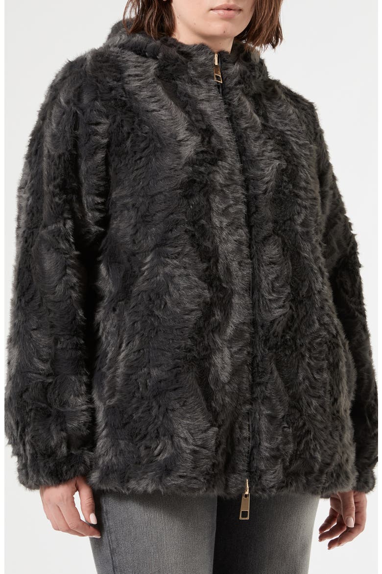 Tesoro Faux Fur Zip Jacket, Main, color, MEDIUM GREY