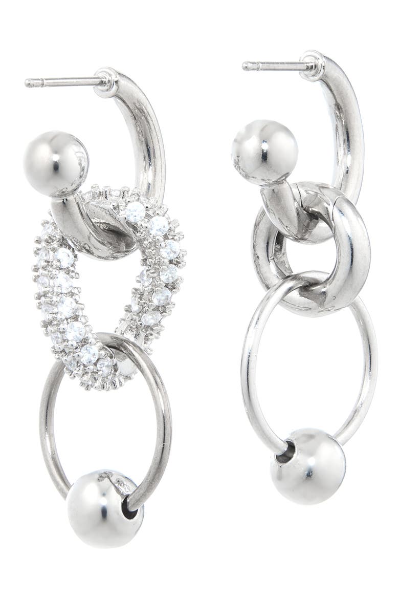 Alison Mismatched Tiered Hoop Drop Earrings, Alternate, color, PALLADIUM