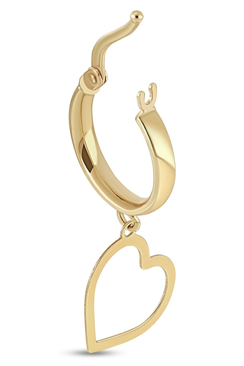 14K Yellow Gold Heart Drop Huggie Hoop Earrings, Alternate, color, 14K YELLOW GOLD