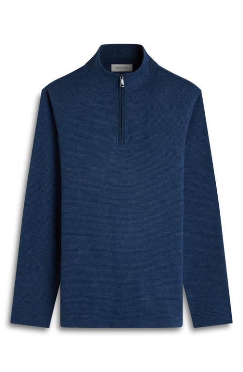 Bugatchi Houndstooth Patern Quarter Zip Top In Blue