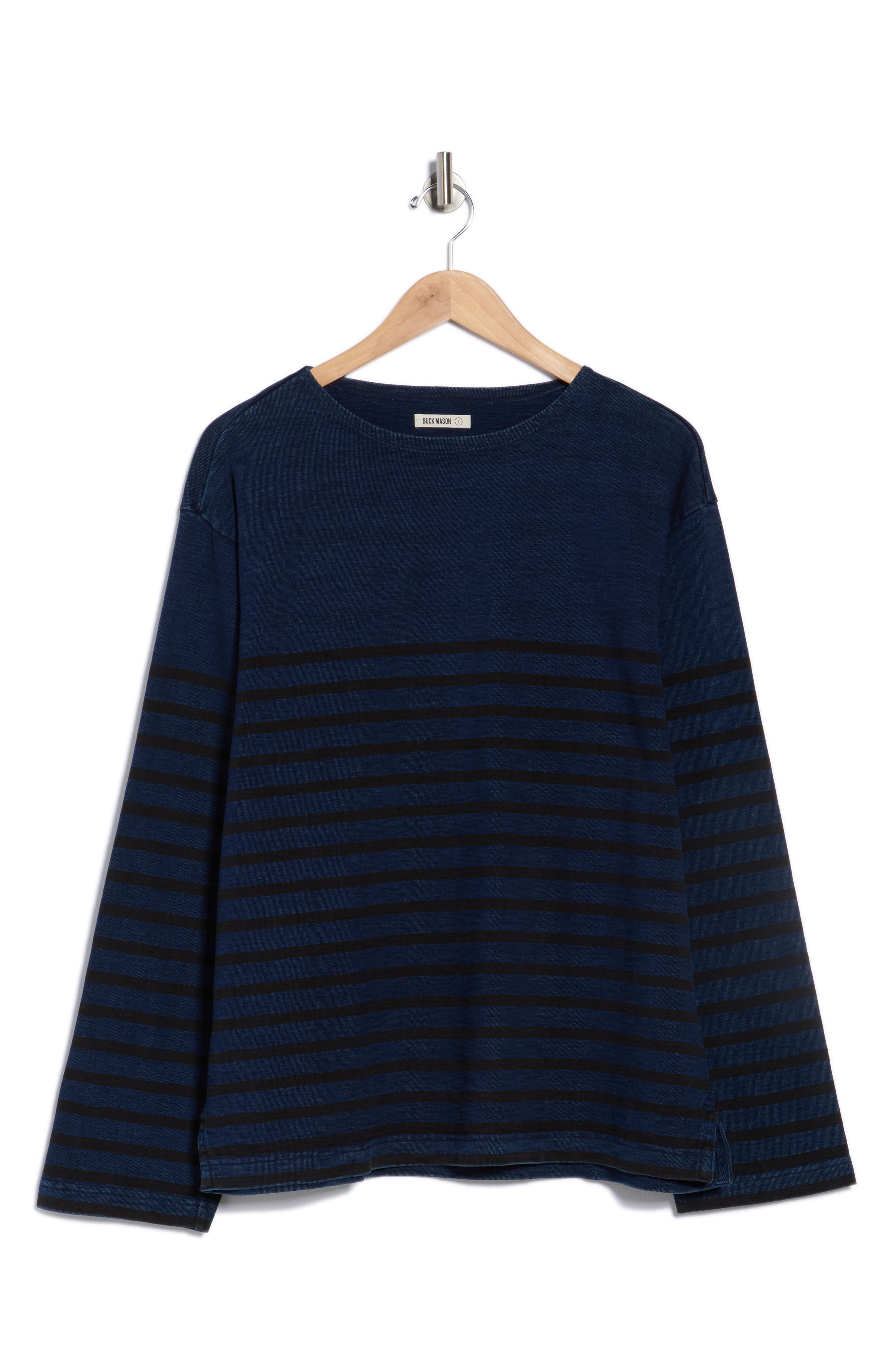 BUCK MASON Stripe Cotton Crewneck Polo