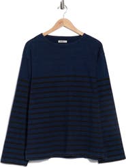 BUCK MASON Stripe Cotton Crewneck Polo