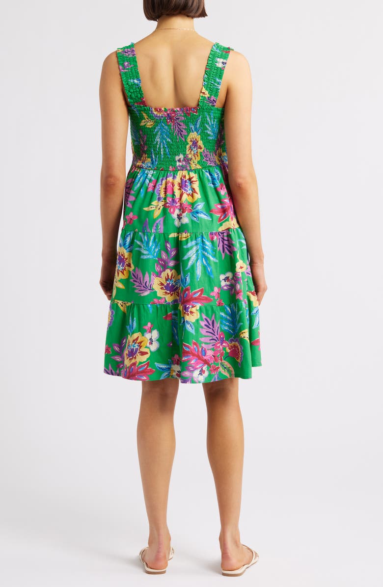 beachlunchlounge Alice Tiered Sundress, Alternate, color, Teal Garden