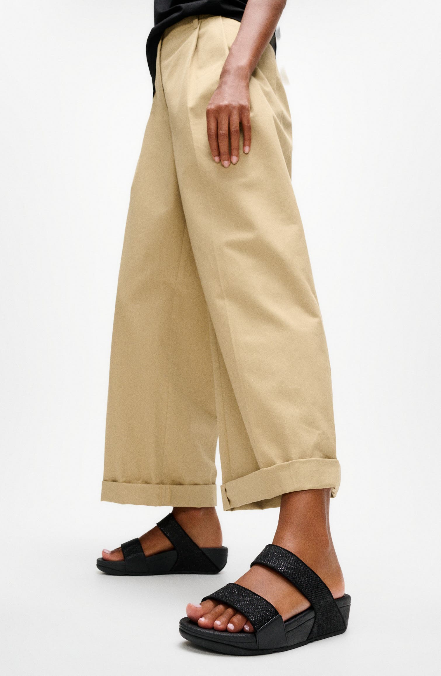 FitFlop Lulu ShimmerGlitz Slide Sandal, Alternate, color, Black