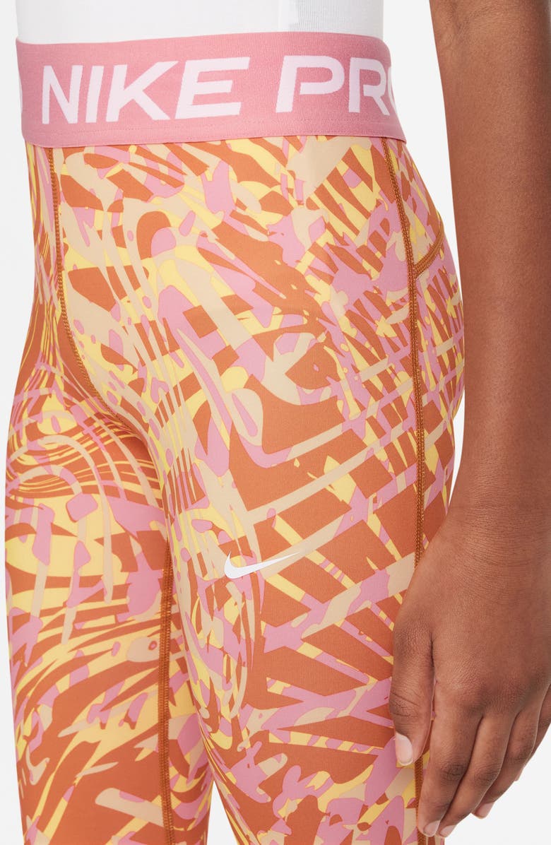 Nike Kids' Pro Dri-FIT Leggings, Alternate, color, Monarch/ Coral Chalk/ White