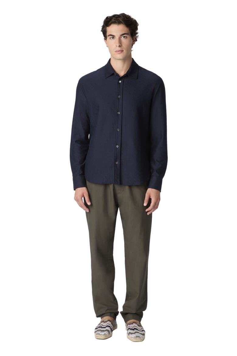 Cotton Jacquard Shirt With Tone-on-tone Zigzag Pattern, Main, color, Blue