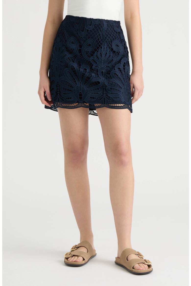 Lace Miniskirt, Main, color, NAVY