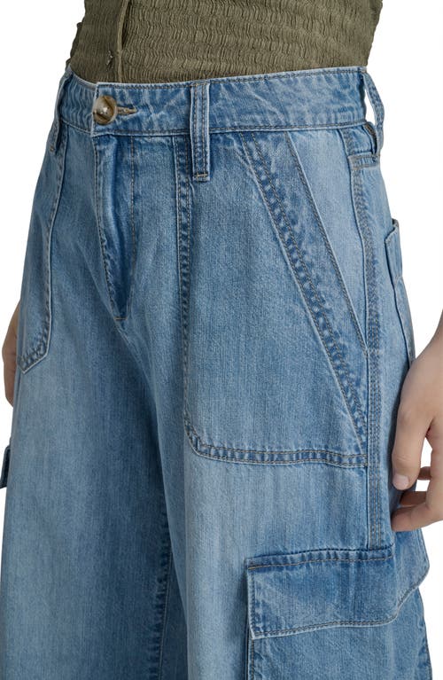 Dkny Jeans High Waist Crop Cargo Jeans In Blue