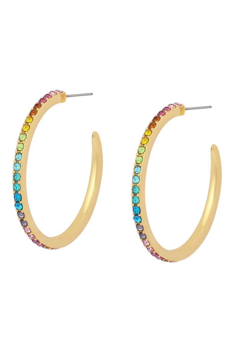 Medium Pavé Hoop Earrings, Alternate, color, GOLD/ MULTI
