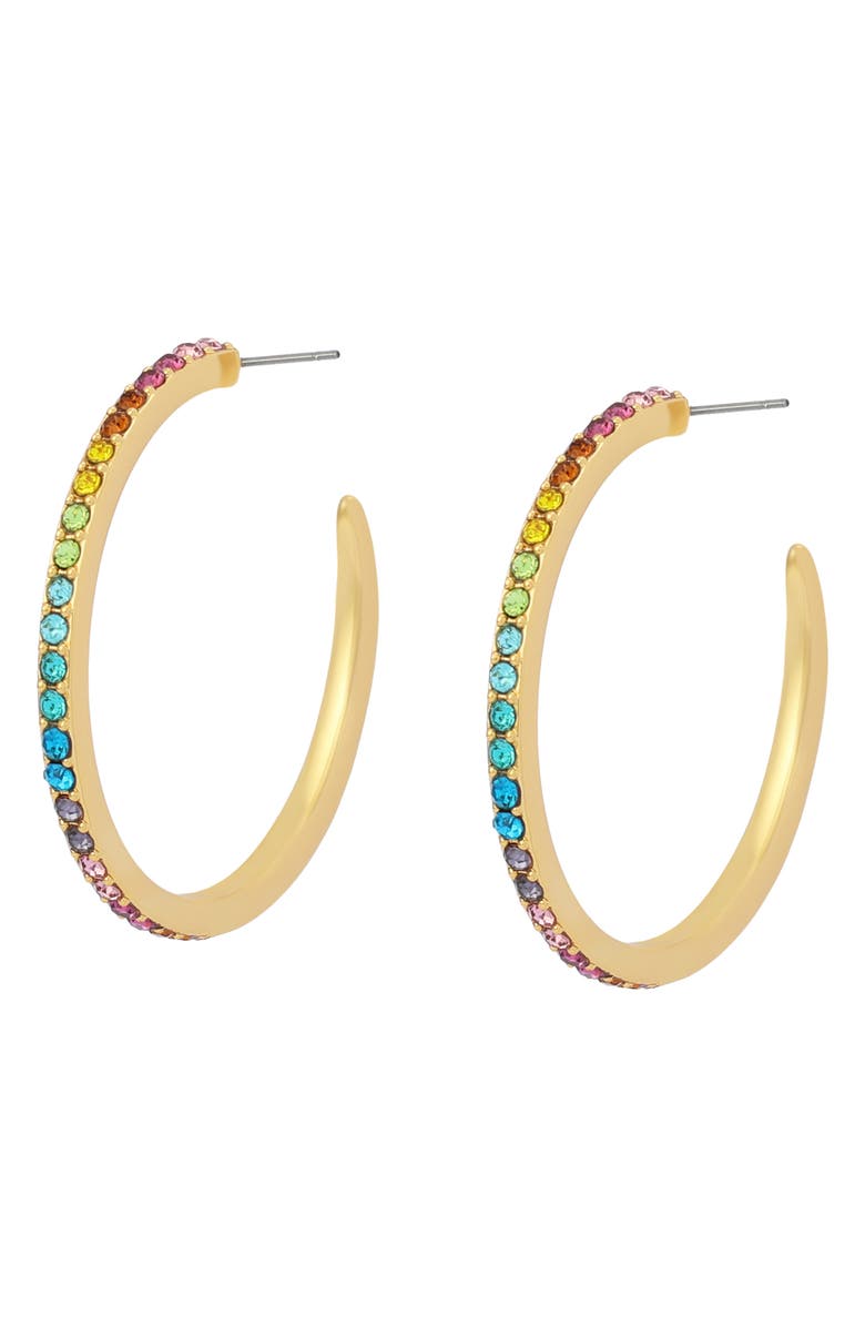Kurt Geiger London Medium Pavé Hoop Earrings, Alternate, color, Gold/ Multi