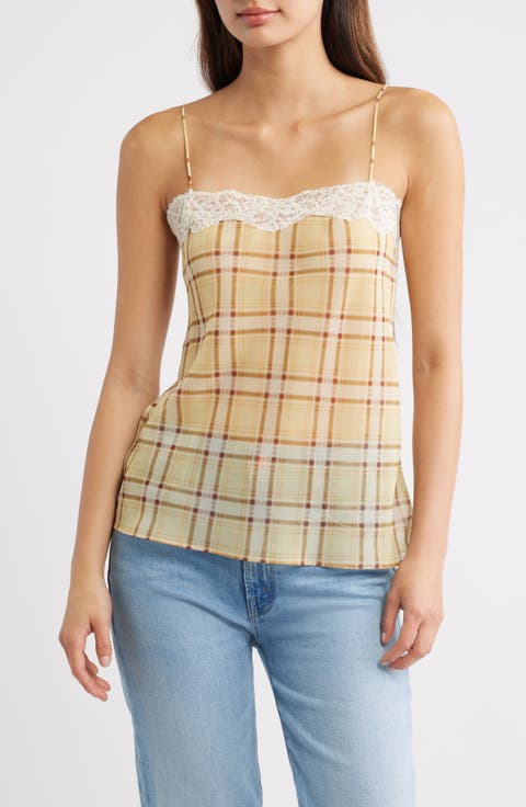 Leire Plaid Lace Trim Top