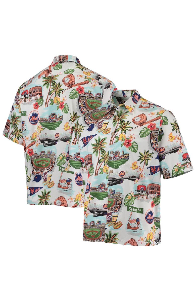 Reyn Spooner Men's Reyn Spooner White New York Mets Scenic Button-Up Shirt, Main, color, 