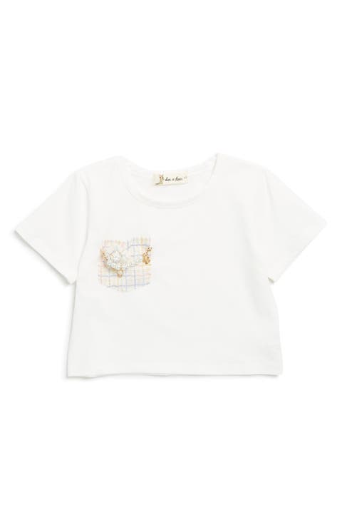 Kids' Tweed Faux Pearl Necklace Pocket T-Shirt (Toddler & Little Kid)