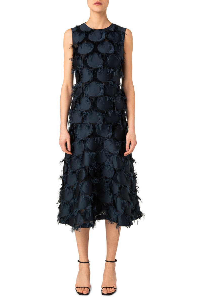 Akris punto Fringe Dot Midi Dress, Main, color, 
