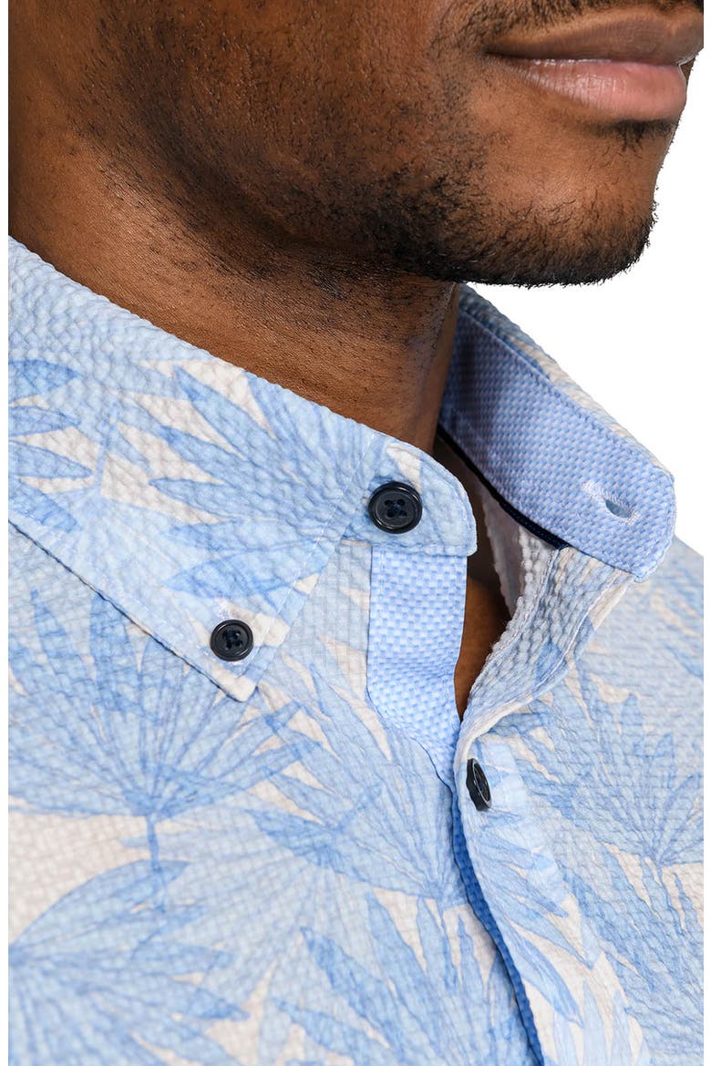 Leaf Seersucker Short Sleeve Shirt, Alternate, color, FRENCH BLUE