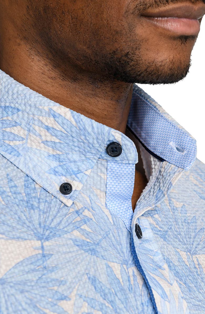 CONSTRUCT Leaf Seersucker Short Sleeve Shirt, Alternate, color, French Blue