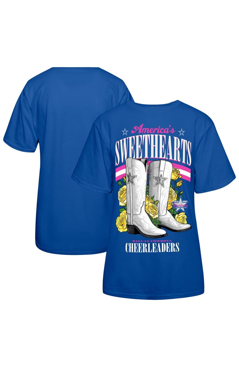 NFL Women's Royal Dallas Cowboys Cheerleaders Sweetheart Boots T-Shirt, Main, color, Royal