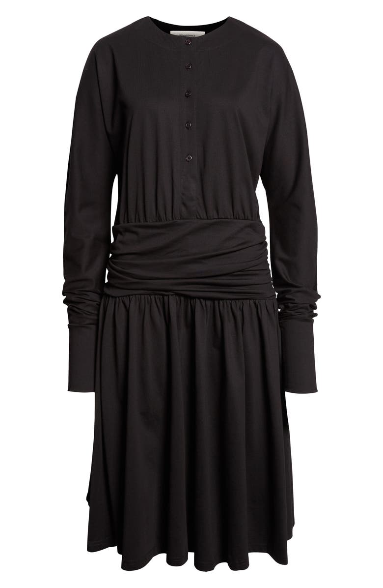 renaissance renaissance Joni Gathered Long Sleeve Jersey Dress, Alternate, color, Black