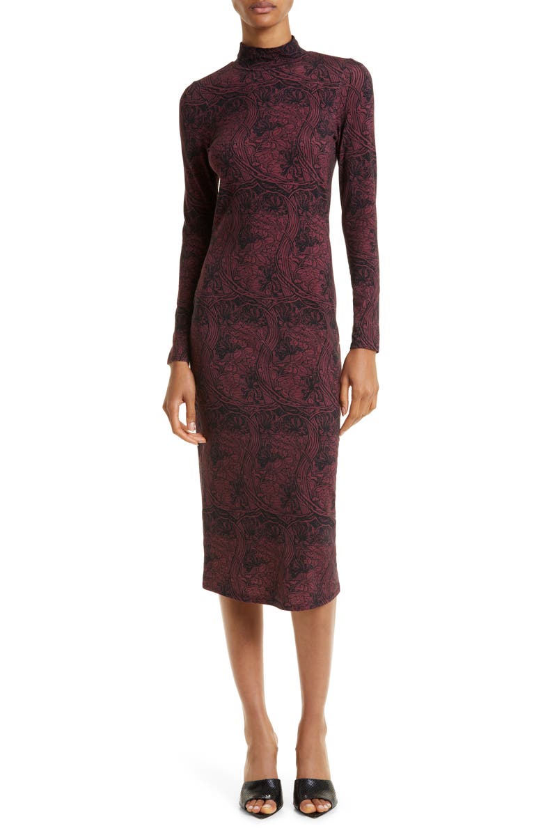 Ted Baker London Eleanor Floral Long Sleeve Body-Con Dress, Main, color, 