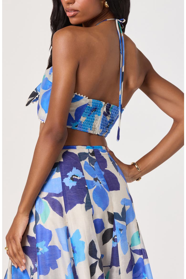 Kehlani Floral Crop Halter Top, Alternate, color, BLUE FLORAL