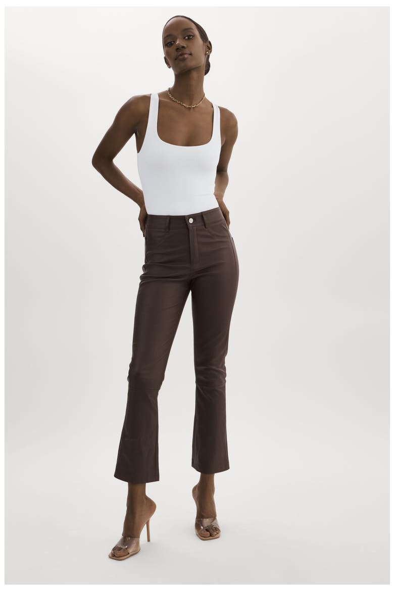 Faris | Stretch Leather Pants, Alternate, color, Mahogany